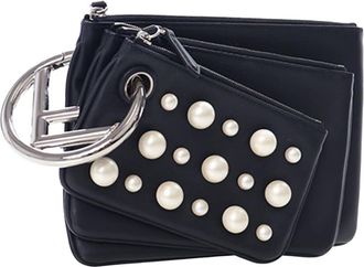 Fendi Pre-owned Fendi Leather Pearl Studded Triplette Clutch Ladies 8BS001-A1F1 3355-188
