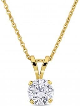 Allurez Round Cut Lab Grown Diamond Solitaire Pendant 14K Yellow Gold (1.00ct)