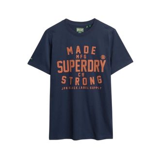 Superdry T-Shirts, male, Blue, Size: 2XL Navy Blue Cotton Workwear Tee