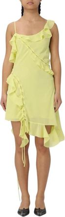 Acne Studios Asymmetrische Ruche Detail Mini Jurk - Dames - Zomerkleedjes - Geel - XS - Kleedjes