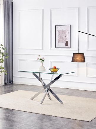Kosy Koala Glass Dining Table with Chrome legs, Rectangle, Living / Dining Room in Clear