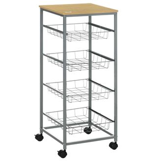 HOMCOM Carro de cocina 36.5x36.5x89 cm plata