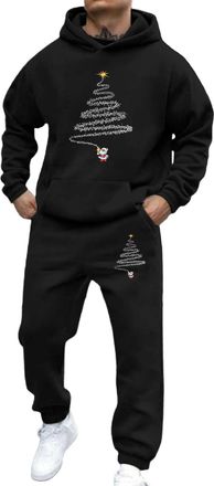 Generic Mens Christmas Sweatsuit - 3D Reindeer Graphic - 2 Piece Hooded Sweatshirt and Joggers with Pockets