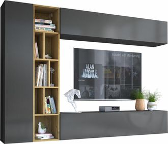 Mirjan24 Mobilier1 - Conjunto De Sal&oacute;n Comfivo 260, Gris + Roble Artisan