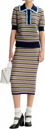 Essentiel Himpact Striped Skirt In Off White Multi