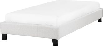 Beliani Beliani - Cama Con Somier Individual Sin Cabecero Tapizada De Tela De Poli&eacute;ster Gris Claro 90 X 200 Cm Roanne