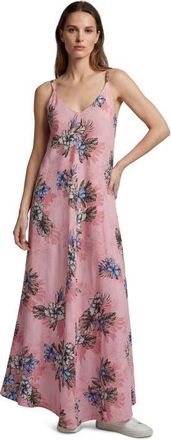 Lords of Harlech Exotic Floral Womens Linen Oversized Dress in Exotic Floral Coral at Nordstrom