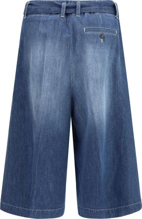 True Royal Womens Cotton Shorts With A Belt Medium Blue Bermuda