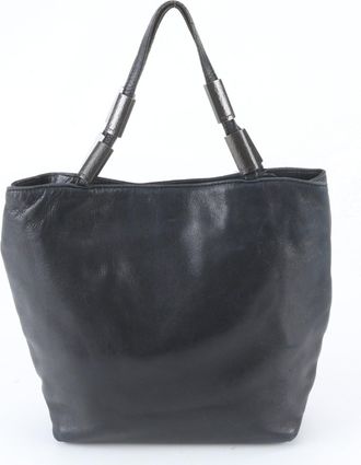 Ferragamo Black Leather Handbag Shoulder Bag Tote Bag (Pre-Owned)