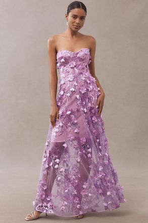 Dress The Population Melissa Strapless Sequin Floral Appliqu&eacute; Maxi Dress