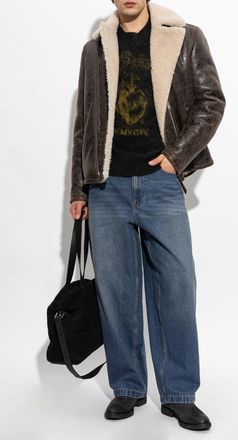 AllSaints Xylon Shearling Coat, Mens, Brown
