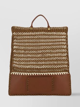 Valentino Garavani textured two-tone tote with leather trim
