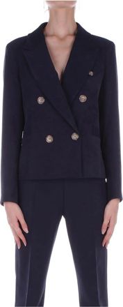 H2O Blauwe double-breasted jas Drie voorzakken - Dames - Blazers - Blauw - M - Polyester - Jassen