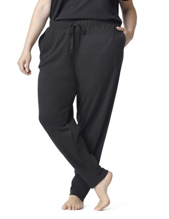 Hue Womens Lounge Jogger Pant Pajama Bottom, Black, S-M