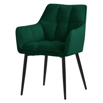 ML Design Ml-design - Silla De Comedor De Rizo Con Respaldo Y Reposabrazos Asiento Verde Oscuro Con Tapizado Grueso Y Patas De Metal Sill&oacute;n Dise&ntilde;o Ergon&oacute;mico Mo