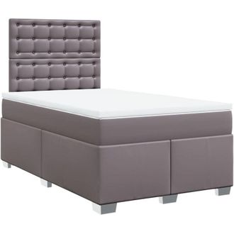 vidaXL Vidaxl - Cama Box Spring Con Colch&oacute;n Cuero Sint&eacute;tico Gris 120x200 Cm
