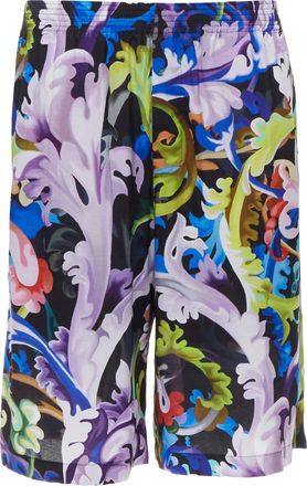 Versace 2021 Runway Baroccoflage floral baroque wide shorts IT48 M