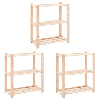 vidaXL Estanter&iacute;a 3 Niveles 3 Unidades Madera Pino Maciza 150 Kg Vidaxl