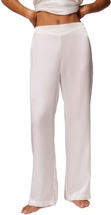 Simone Pérèle Love Me Silk Lounge Pants in Ivory at Nordstrom, Size X-Large