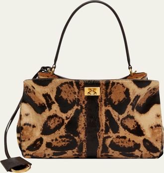 Balenciaga Rodeo Small Animal-Print Calf Hair Top-Handle Bag