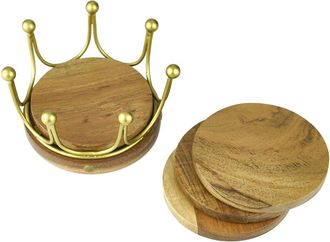 Godinger Dnu Aur Discontinued Godinger Gold Crown Coaster Set