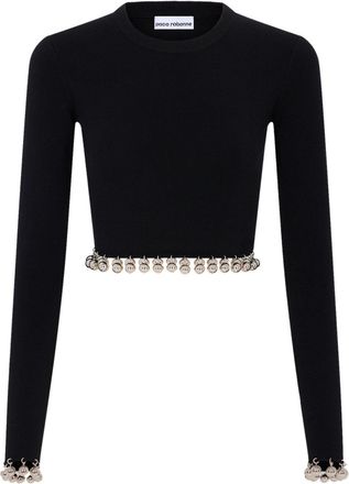 Paco Rabanne bead-detail wool jumper - women - Wool - L - Black