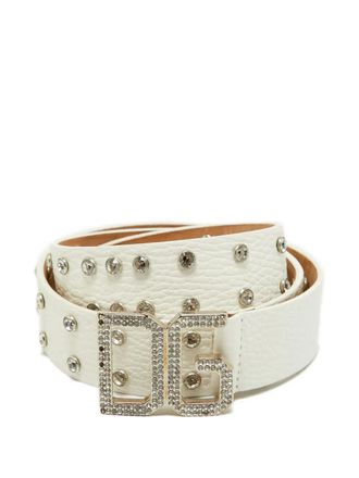 Dolce & Gabbana DG-buckle crystal-embellished belt - women - Crystal/Leather - M - White