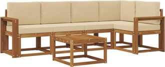 vidaXL Conjunto De Sof&aacute;s De Exterior 6 Uds. Natural Y Beige Vidaxl