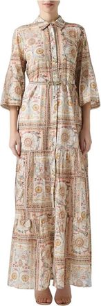 Just Cavalli Lange Katoenen Jurk met Tarotprint - Dames - Shirt Kleedjes - Veelkleurig - L - Katoen - Kleedjes
