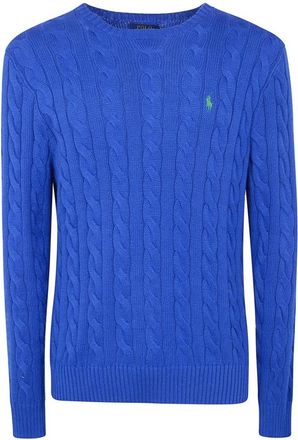Polo Ralph Lauren Maglione Girocollo in Cotone a Treccia - - Knitwear - Uomo - Blu - M