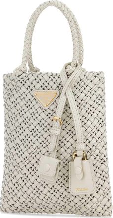 Prada Womens Mano Tote White Calfleather