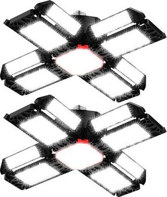 OEM L&aacute;mpara Led Para Taller, Iluminaci&oacute;n Para Garaje, 2 Unidades, Plaf&oacute;n Deformable Con 12 Paneles Ajustables - L&aacute;mpara De Techo E26/e27 Para S&oacute;tano, Tall