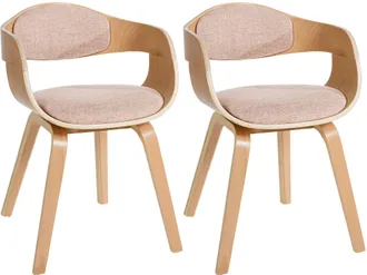 Clp Set Di 2 Sedie Kingston In Tessuto Natura/crema