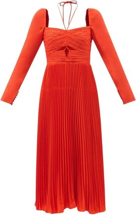 Self Portrait Midi jurk van cr&ecirc;pe met Cut Out - Dames - Casual kleedjes - Rood - XS - Kleedjes