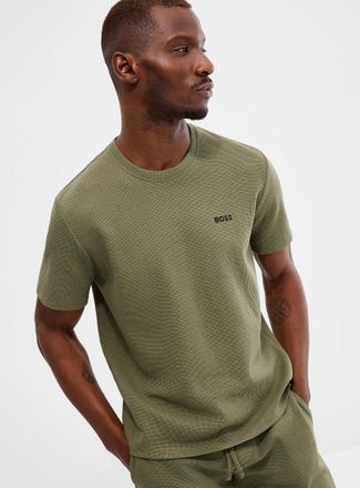 BOSS Mens Embroidered logo waffle T-shirt