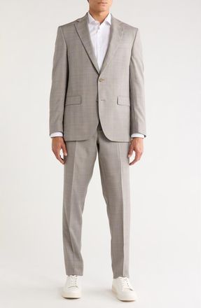 Jack Victor Explo Plaid Wool Suit in Light Tan at Nordstrom Rack, Size 40 Regular