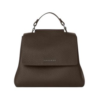 Orciani Tassen, Dames, Bruin, ONE Size, Leren schoudertas met verstelbare handvat