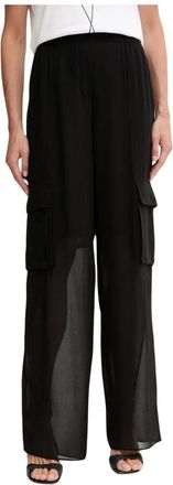 Pinko High Waist Wide Broeken - Dames - Wijde Broeken - Zwart - M - Polyester - Broeken