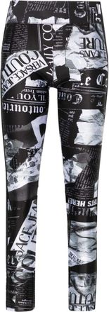 Versace Jeans Couture Magazine-print leggings - women - Polyester/Spandex/Elastane - 40 - Black