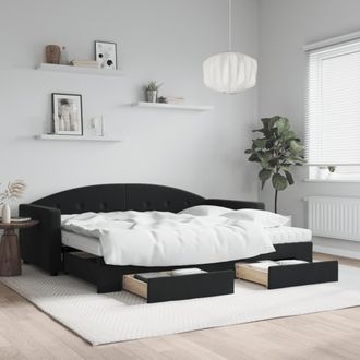 vidaXL Vidaxl - Sof&aacute; Cama Nido Con Cajones Terciopelo Negro 90x190 Cm