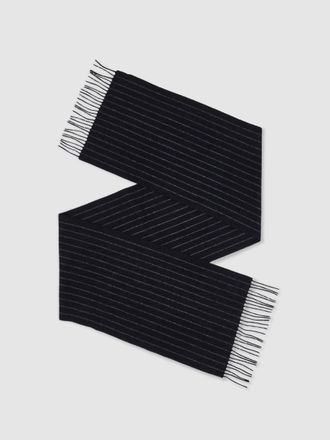 Reiss Navy Wool-cashmere Pinstripe Scarf