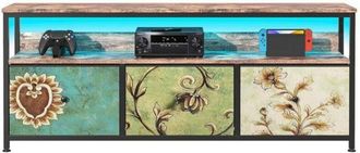 OEM Mueble De Tv - 108 Cm - Led Rgb - Madera Y Metal Negro - 4 Cajones De Tela