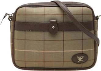 Burberry Pre-owned Check Nylon Canvas Leather Shoulder Bag - Dames - Vintage Schoudertas - Beige - ONE Size - Nylon - Vintage