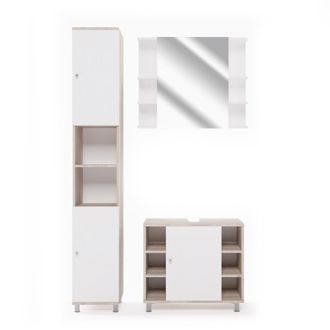 Vicco Conjunto De Muebles De Ba&ntilde;o Fynn, Sonoma, 3 Partes, Con Mueble Alto