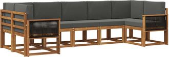 vidaXL Vidaxl Conjunto De Sof&aacute;s De Exterior 7 Uds. Natural Y Antracita