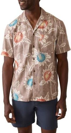 Faherty Breeze Linen BlendCamp Shirt in Sunseeker Blossom at Nordstrom Rack, Size Xx-Large