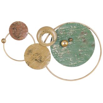 Beliani Decoraci&oacute;n De Pared Moderno Decorativo Colgante De Hierro Abstracto Formas Redondas Dorado Helio