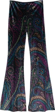 Etro Broeken, Dames, Veelkleurig, M, Polyester, Paisley-print Wijde Pijpen Broek