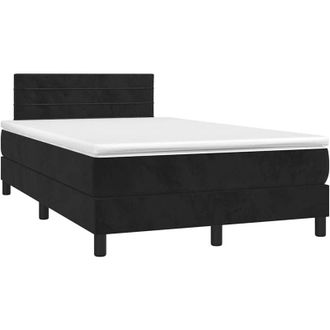 vidaXL Vidaxl - Cama Box Spring Con Colch&oacute;n Y Led Terciopelo Negro 120x190 Cm
