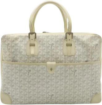 Goyard Pre-owned Ambassade MM Leren Aktetas - Dames - Vintage Handtas - Wit - ONE Size - Leer - Vintage